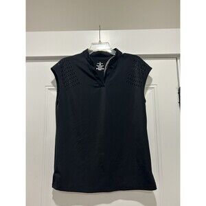 New Women's Soothfeel Black Cap Sleeve V Neck Golf Shirt Size Medium athletic